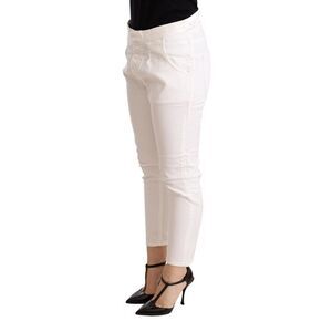CYCLE White Mid Waist Slim Fit Skinny Cotton Stretch Women's Trouser